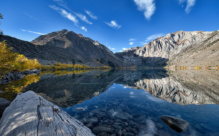 landscape, nature, lake, reflection, mountains, Sierra Nevada, California, HD wallpaper