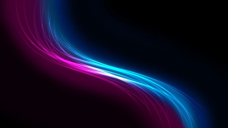син и лилав светъл дигитален тапет, форми, дигитално изкуство, минимализъм, форми на вълни, HD тапет