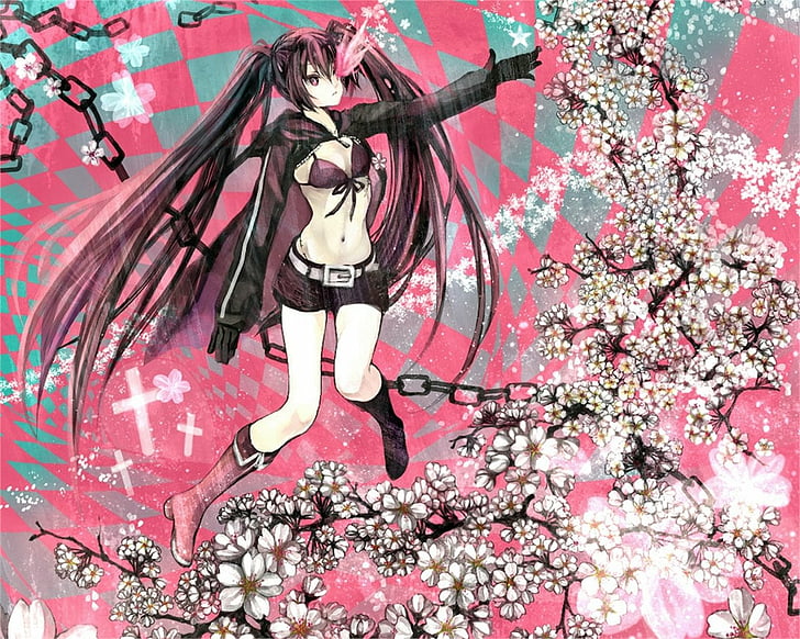Anime, Black Rock Shooter, Cherry Blossom, Insane Black Rock Shooter, Pink, HD wallpaper