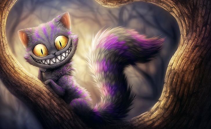 Cheshire Cat, Alice's Adventures in ..., mångfärgad Cheshire cat tapet, Filmer, Alice In Wonderland, cheshire cat, alice's adventures in wonderland, HD tapet