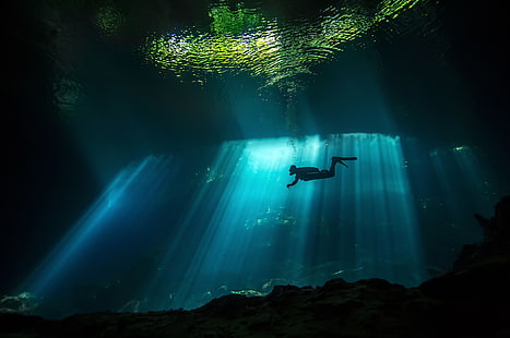 Sports, Scuba diving, Diver, Sunbeam, Underwater, HD wallpaper HD wallpaper