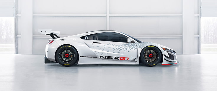 white and black car bed frame, Acura NSX, race cars, car, vehicle, Acura NSX GT3, HD wallpaper HD wallpaper