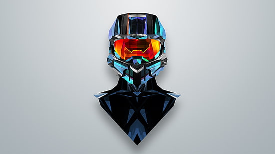черно-синие маски для лица цифровые обои, HD обои HD wallpaper