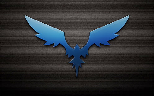 синяя птица логотип, птица, крылья, феникс, темный фон, HD обои HD wallpaper