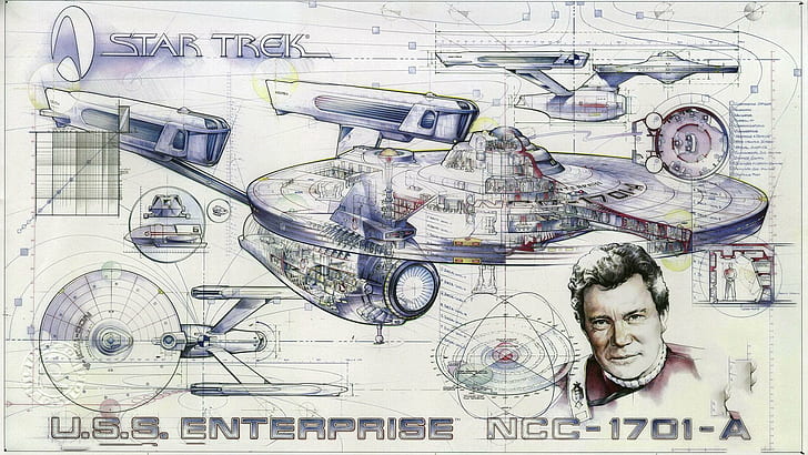 План USS Enterprise NCC-1701-A, star trek u.s.s.Предприятие NCC-101-A, сериалы, 1920x1080, Star Trek, США, предприятие, план, HD обои