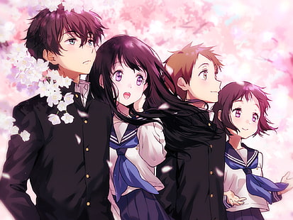 Anime, Hyouka, Eru Chitanda, Hōtarō Oreki, Mayaka Ibara, Satoshi Fukube, Tapety HD HD wallpaper