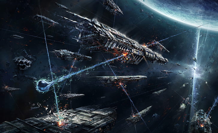 Science-Fiction, Raumschiff, Schlacht, Weltraum, HD-Hintergrundbild