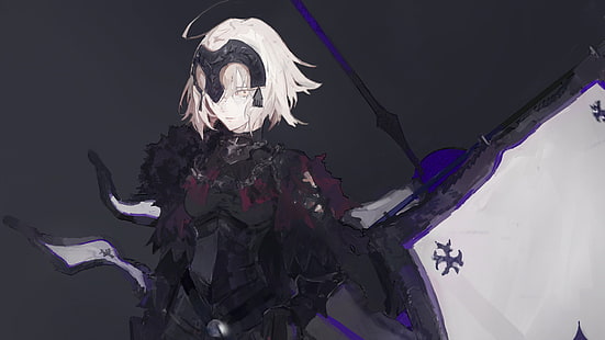 Jeanne (변경) (Fate / Grand Order), Fate Series, Fate / Grand Order, Avenger (Fate / Grand Order), 흰 머리카락, 노란 눈, 애니메이션 소녀, 모바일 게임, 짧은 머리, HD 배경 화면 HD wallpaper