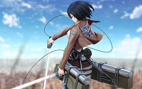 타이탄 캐릭터 디지털 벽지에 대한 공격, 애니메이션, Shingeki no Kyojin, Mikasa Ackerman, HD 배경 화면 HD wallpaper