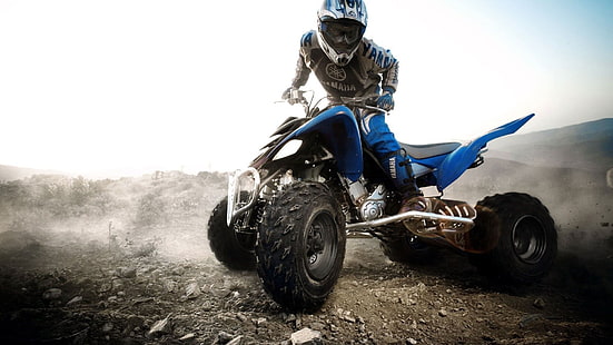 blå ATV, fyrhjuling, ATV, fordon, racing, sport, HD tapet HD wallpaper
