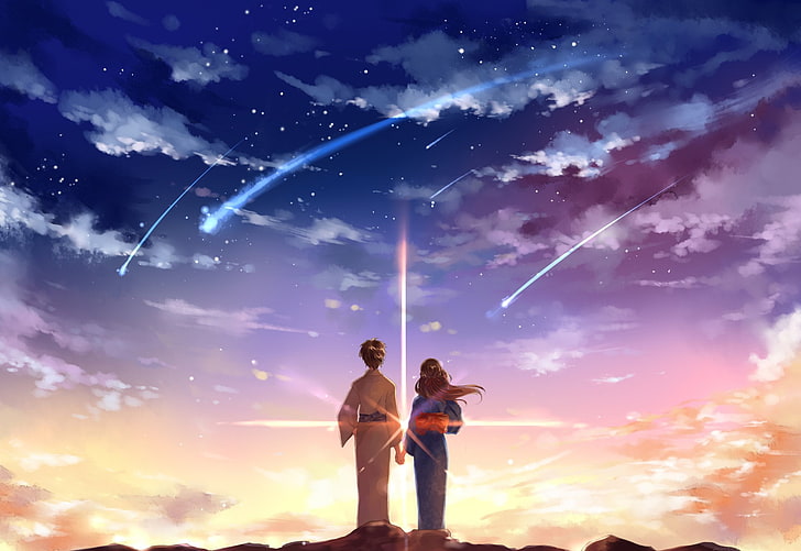 bintang jatuh, Anime, Namamu., Kimi No Na Wa., Mitsuha Miyamizu, Taki Tachibana, Wallpaper HD