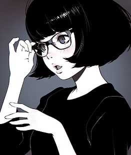 black haired female character, artwork, Ilya Kuvshinov, HD wallpaper HD wallpaper