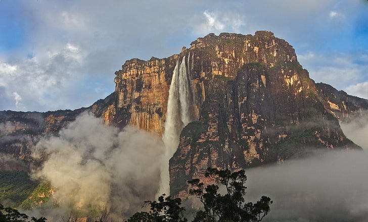 Waterfalls, Angel Falls, Cliff, Fog, Mountain, Venezuela, Waterfall, HD wallpaper