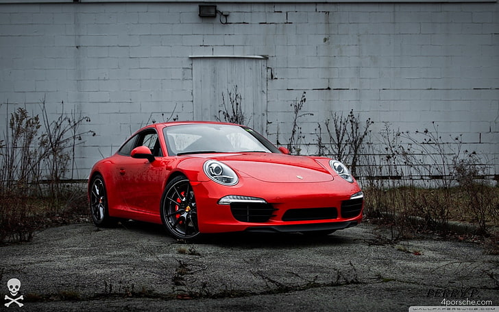 Porsche, röda bilar, HD tapet