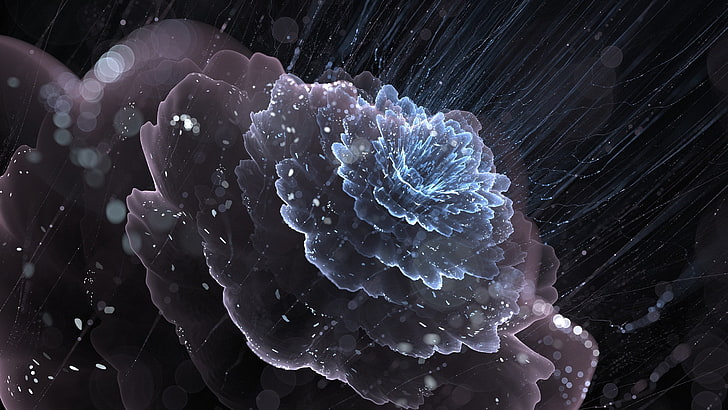 flower illustration, digital art, fractal flowers, fractal, abstract, HD wallpaper
