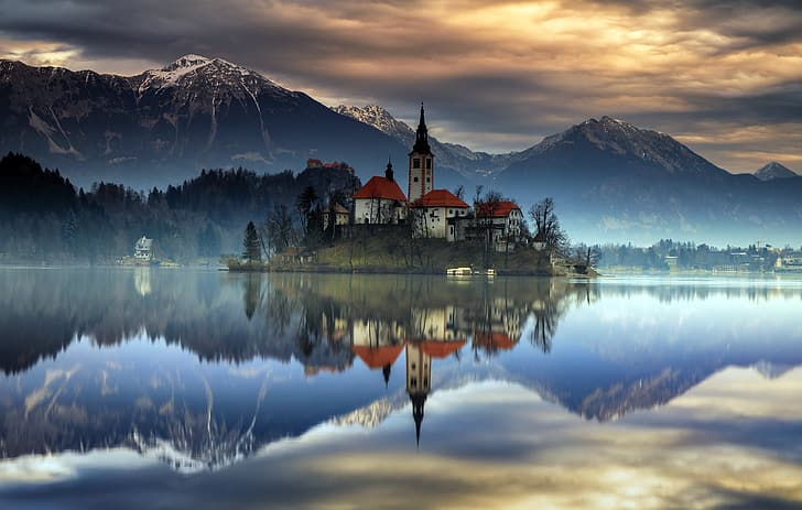 lac, château, Slovénie, Bled, Fond d'écran HD