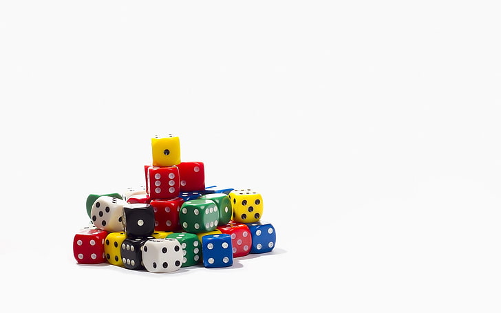 cube, minimalism, dice, white background, colorful, HD wallpaper