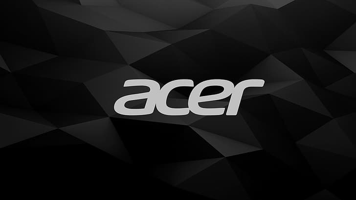 Acer โลโก้ พื้นหลังสีดำ เรขาคณิต, วอลล์เปเปอร์ HD