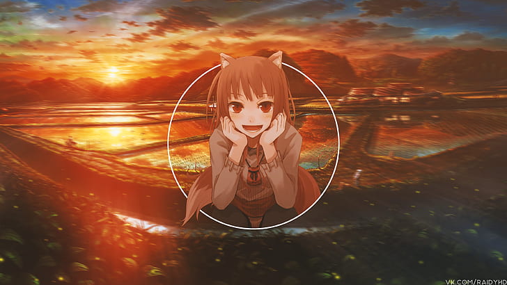 anime girls, anime, picture-in-picture, Spice and Wolf, Holo, Holo (Wolf and Spice), Sfondo HD