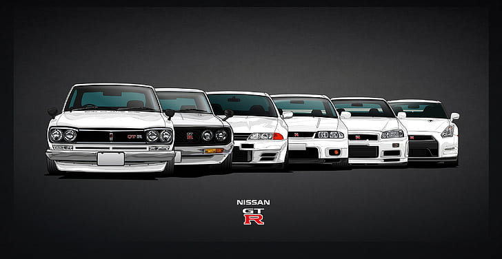 lima seri Nissan GTR, Nissan GTR, mobil, Wallpaper HD