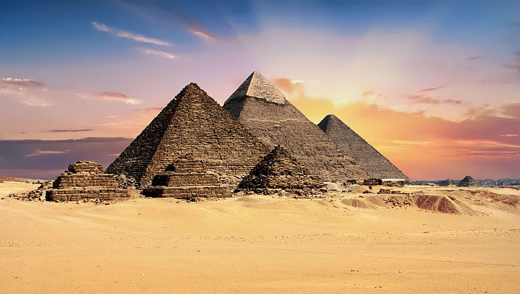 ancient, archeology, architecture, egypt, egyptian, giza, landmark, monument, pyramids, HD wallpaper