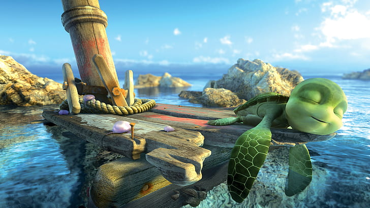 Movie, A Turtle's Tale: Sammy's Adventures, 3D, Green, Sammy's Adventures, Sea, Sleeping, Turtle, Water, HD wallpaper