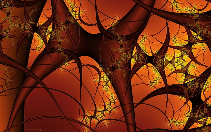 Black, Orange, Blood vessels, System, HD wallpaper