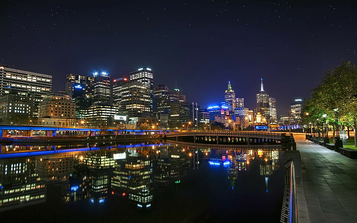 kota, lanskap kota, jembatan, Australia, Melbourne, Wallpaper HD
