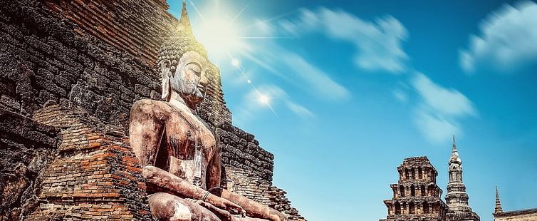 Статуя на Буда, паметник на Гаутама Буда, Азия, Тайланд, Пътуване, Свят, Сграда, Архитектура, Камък, Мистерия, Статуя, Буда, История, Медитация, религия, Будизъм, тайни, HD тапет HD wallpaper