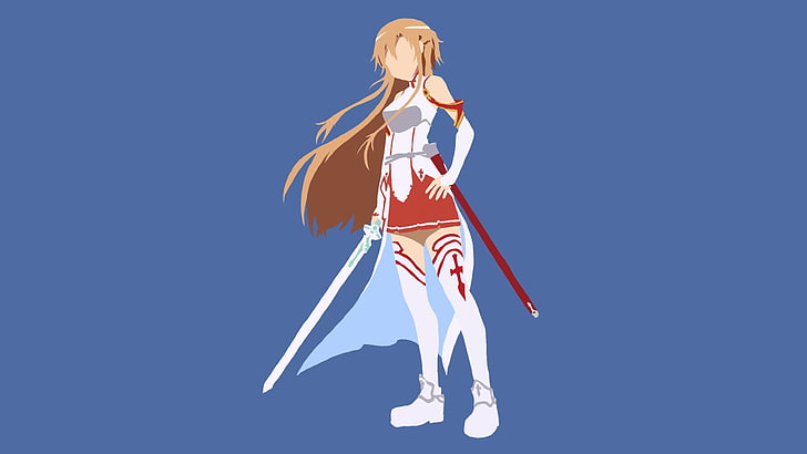 Sword Art Online, Yuuki Asuna, vector, vectores de anime, fondo simple, chicas anime, Fondo de pantalla HD