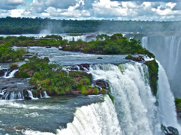 landscape aerial photography of waterfall with green trees during daytime, Garganta, del, Diablo 2, landscape, aerial photography, waterfall, green, trees, daytime, Iguazu, Argentina, Brazil, landscapes, water, subtropical, nature, travel, South America, river, falling, scenics, famous Place, tropical Rainforest, beauty In Nature, HD wallpaper