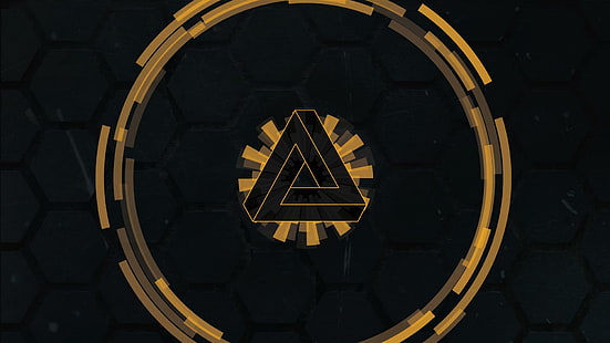Геометрия, интерфейси, Deus Ex: Human Revolution, Deus Ex, Penrose Triangle, геометрия, интерфейси, deus ex, penrose триъгълник, HD тапет HD wallpaper