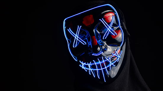 Fotografie, Maske, Blau, Neon, HD-Hintergrundbild HD wallpaper