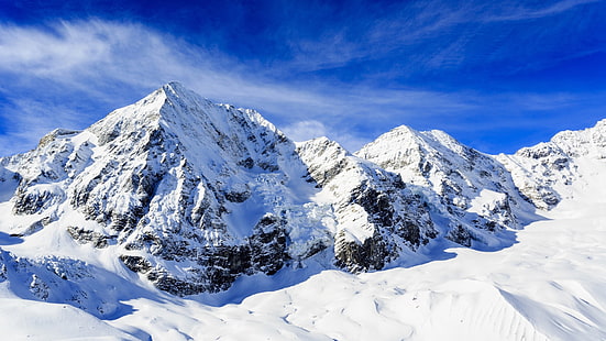 karla kaplı dağ, manzara, kar, karlı dağ, HD masaüstü duvar kağıdı HD wallpaper