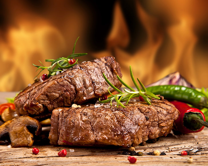 steak de bœuf, photo, poivre, nourriture, produits à base de viande, Fond d'écran HD