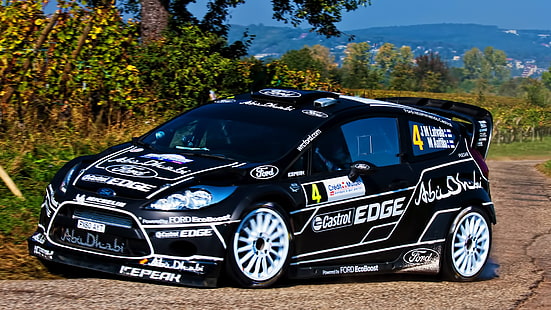 مرسيدس بنز سيدان سوداء ، فورد فييستا RS ، WRC ، سيارات السباق، خلفية HD HD wallpaper