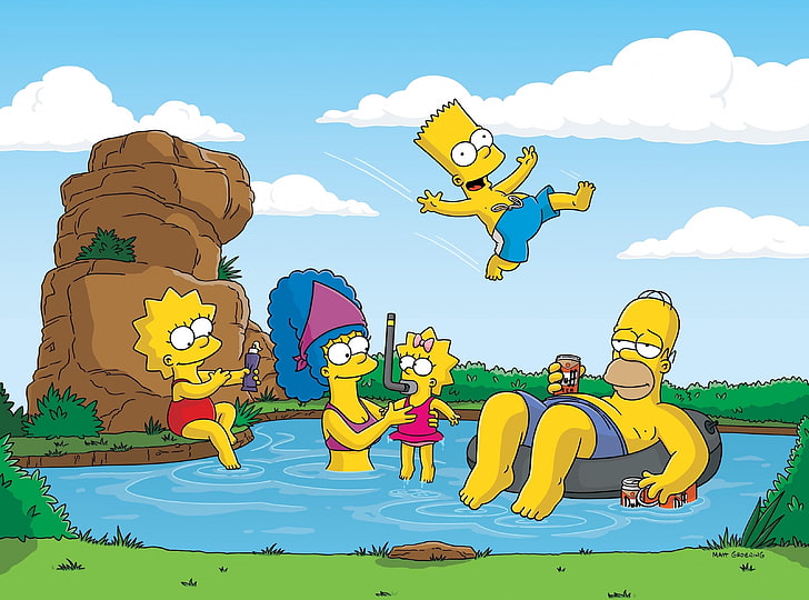 Лятната ваканция на Симпсън, илюстрацията на Симпсън, Карикатури, Симпсън, Лято, Симпсън, Ваканция, HD тапет