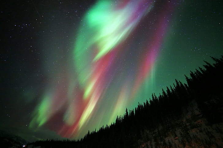 Aurora boreal, noche, estrellas, estrellas, naturaleza, noche, aurora boreal, Fondo de pantalla HD