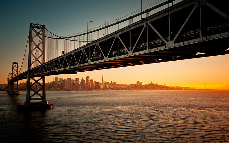 niebo, most, Bay Bridge, San Francisco, Oakland Bay Bridge, Tapety HD