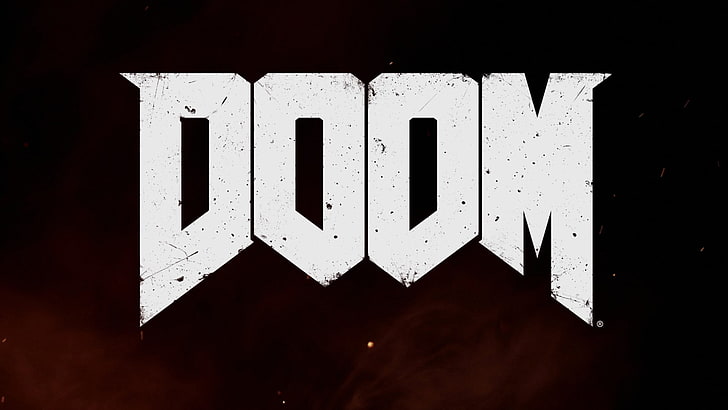 Plakat Doom, zrzut ekranu, Doom (gra), logo, gry wideo, typografia, kolor czerwony, Tapety HD