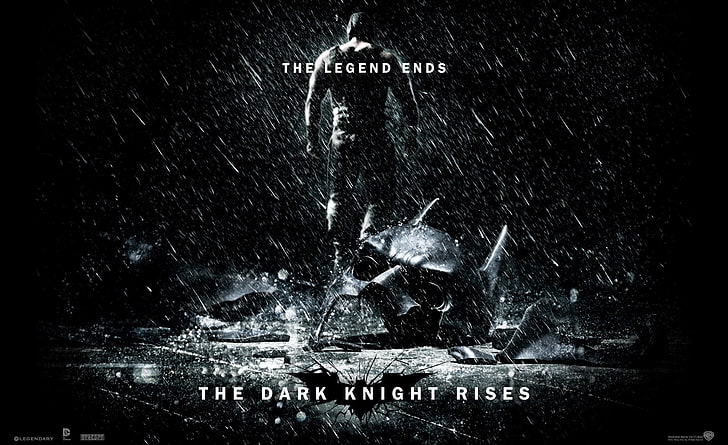 The Dark Knight Rises The Legend Ends, Бэтмен: Темный рыцарь Rising цифровые обои, Фильмы, Бэтмен, 2012, фильм, Тёмный рыцарь, Rises, HD обои
