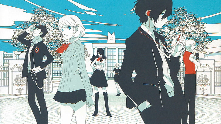 pięć postaci z anime, seria Persona, Persona 3, Tapety HD
