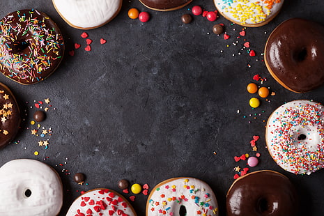 baked doughnuts, candy, donuts, glaze, HD wallpaper HD wallpaper