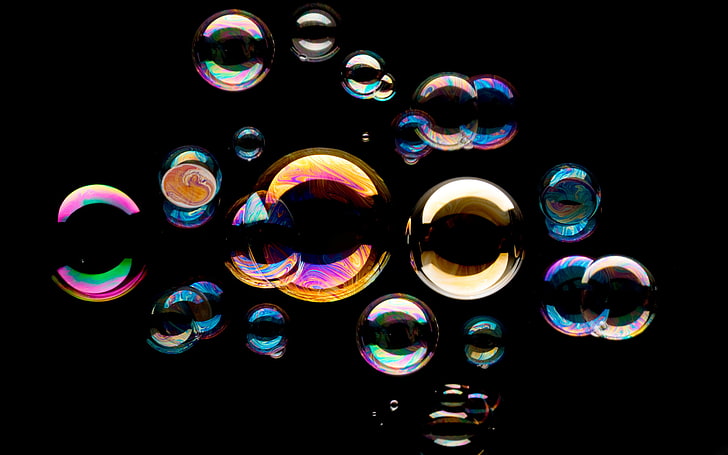 background, black, bubbles, HD wallpaper