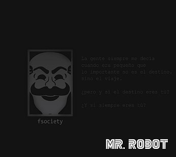 hacking, frase, sfondo nero, fsociety, Mr. Robot, TV, spagnolo, tradotto, Sfondo HD HD wallpaper