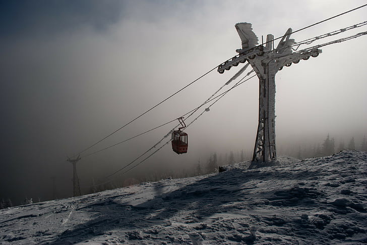 śnieg, zima, wyciągi narciarskie, Tapety HD