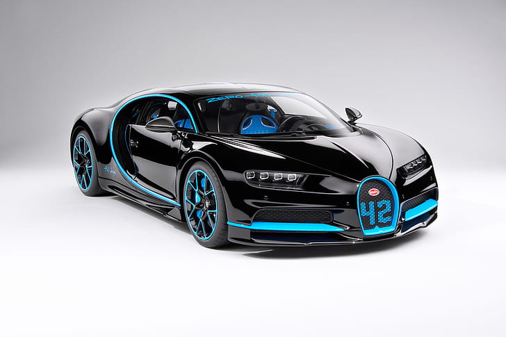 Bugatti, Bugatti Chiron, czarny samochód, samochód, samochód sportowy, supersamochód, pojazd, Tapety HD
