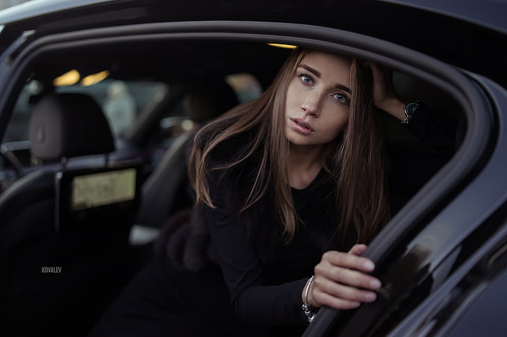 المرأة ، النموذج ، السيارة ، صورة، خلفية HD