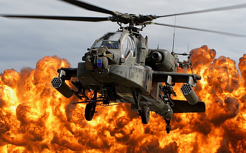 軍用、ヘリコプター、AH-64アパッチ、車両、 HDデスクトップの壁紙 HD wallpaper