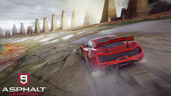 Videospel, asfalt 9: legender, racing, röd bil, sportbil, HD tapet HD wallpaper